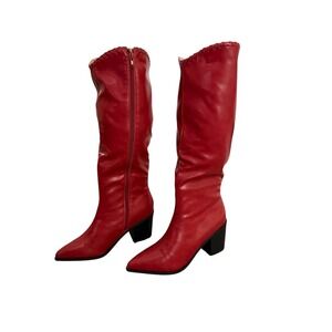 NWT-Red Faux Leather Knee-High Boots – Size‎ 8.5